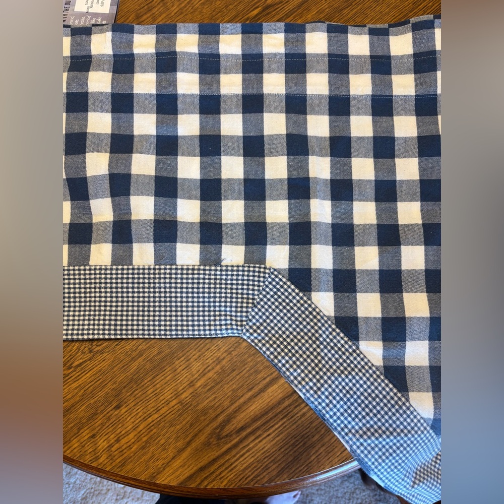 Blue and White Checkered Valance and Swag